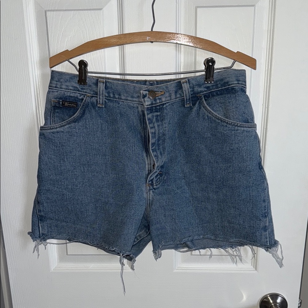 Wrangler Blue Jean Shorts with Frayed Hem